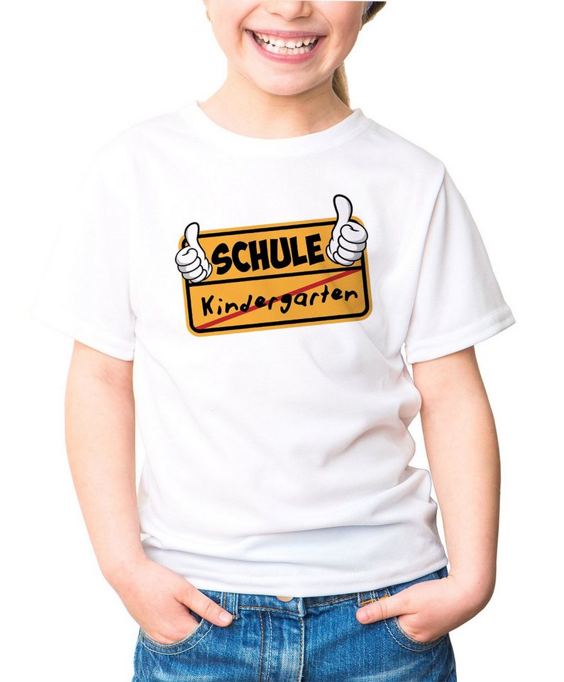 MoonWorks Print-Shirt Kinder T-Shirt Mädchen Parodie Ortsschild Schule Kindergarten von MoonWorks