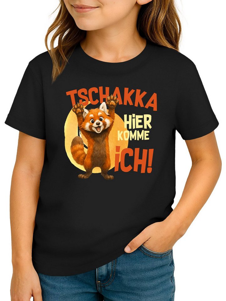 MoonWorks Print-Shirt Kinder T-Shirt Mädchen Roter Panda Aufdruck Spruch lustig Tschakka von MoonWorks