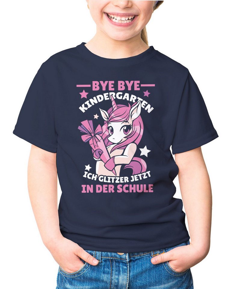MoonWorks Print-Shirt Kinder T-Shirt Mädchen mit Einhorn Motiv und Spruch Bye Bye von MoonWorks