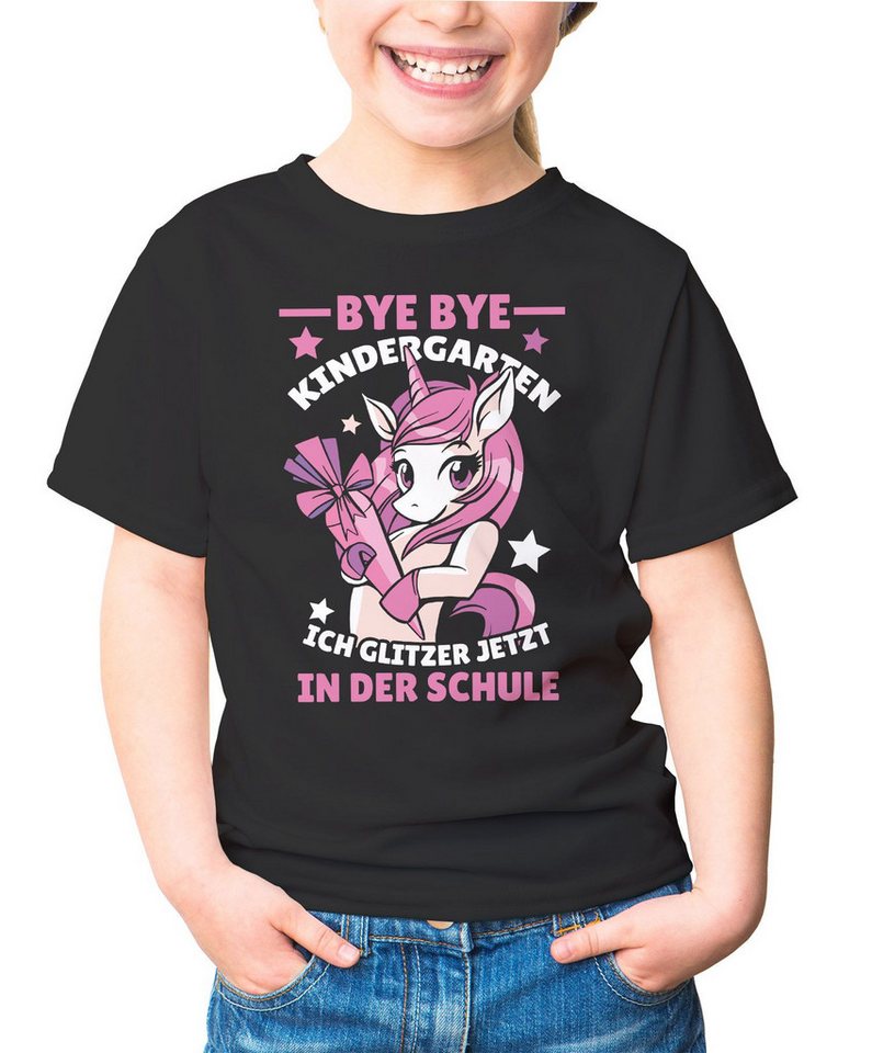 MoonWorks Print-Shirt Kinder T-Shirt Mädchen mit Einhorn Motiv und Spruch Bye Bye von MoonWorks