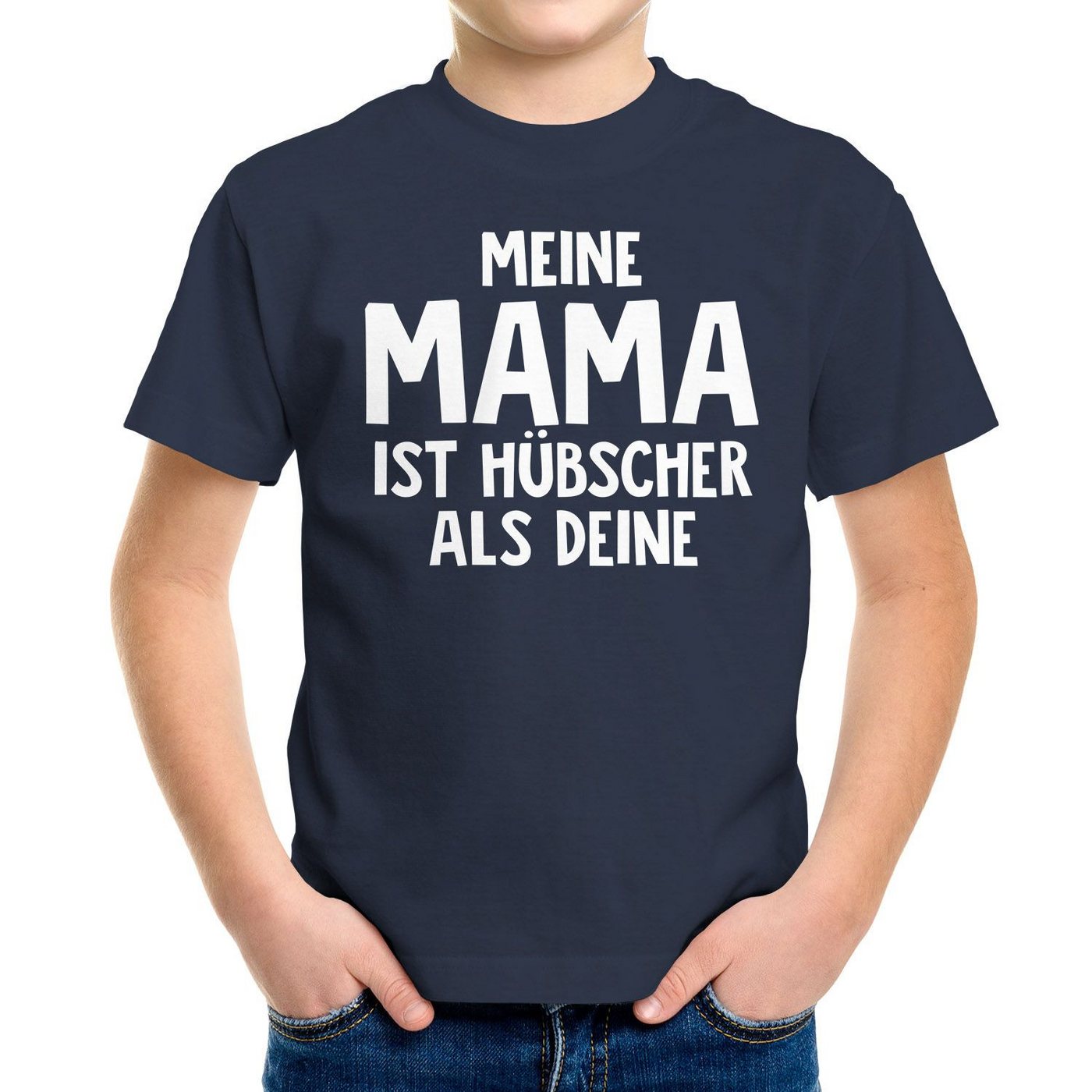 MoonWorks Print-Shirt Kinder T-Shirt Meine Mama ist hübscher als deine Spruch lustig von MoonWorks