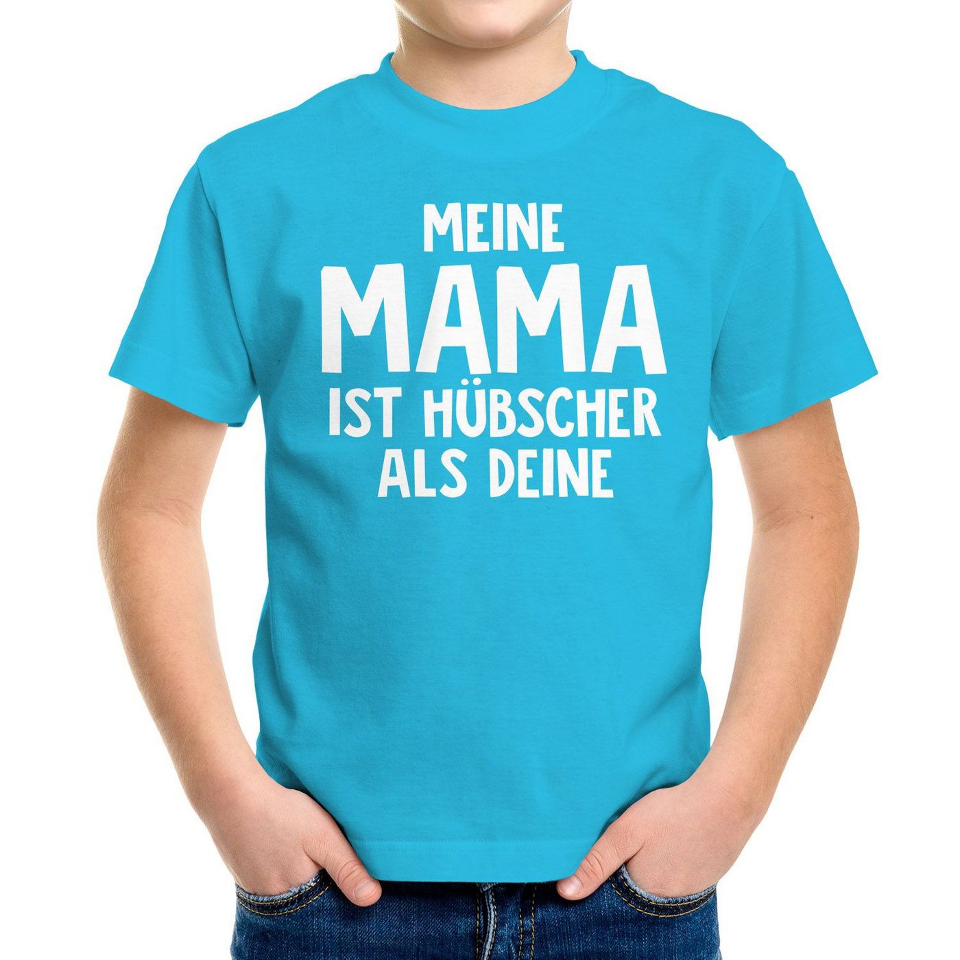 MoonWorks Print-Shirt Kinder T-Shirt Meine Mama ist hübscher als deine Spruch lustig von MoonWorks