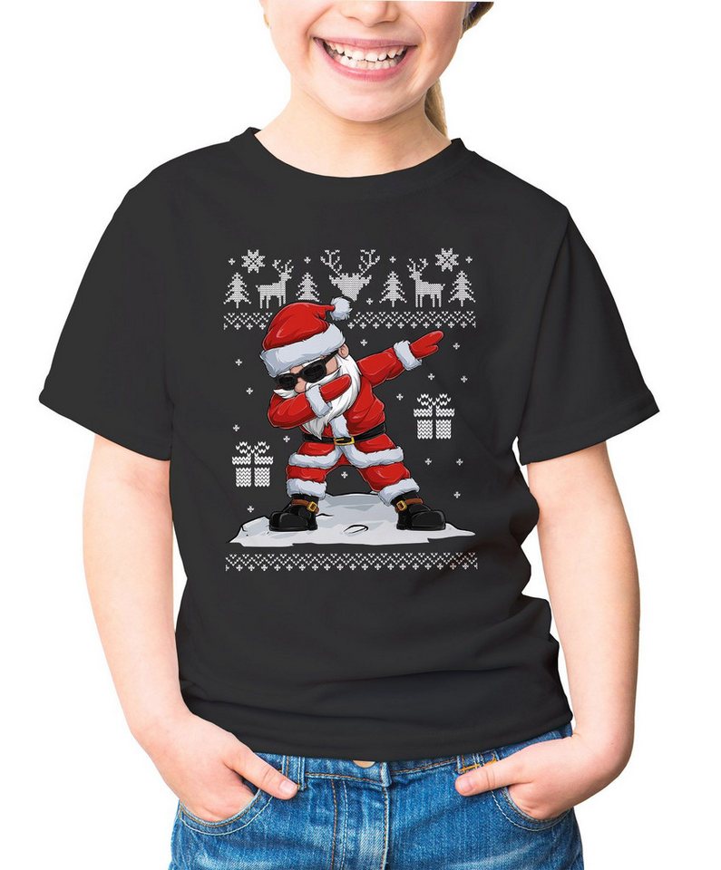 MoonWorks Print-Shirt Kinder T-Shirt Weihnachten Dabbing Santa Weihnachtsmann Dab Fun-Shirt von MoonWorks