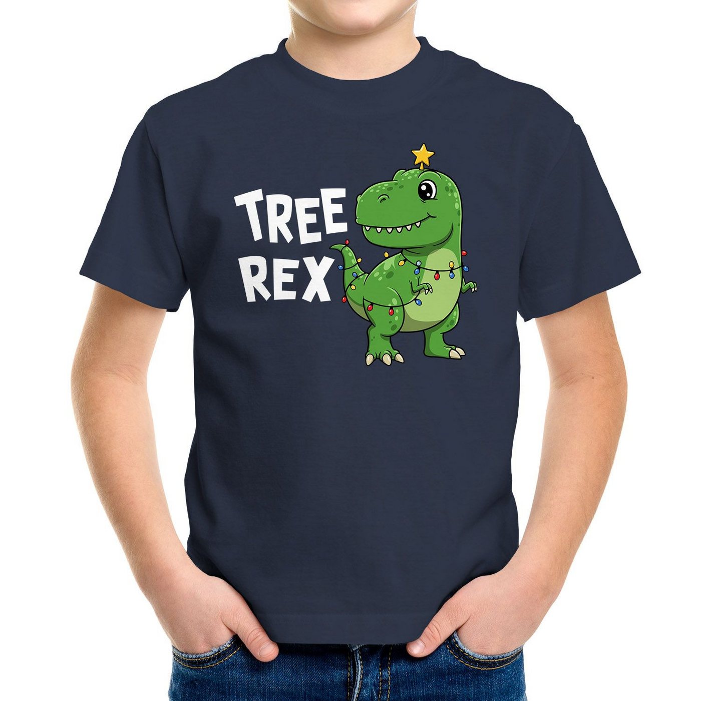 MoonWorks Print-Shirt Kinder T-Shirt Weihnachten Dinoasaurier Tree Rex XMAS Outfit von MoonWorks