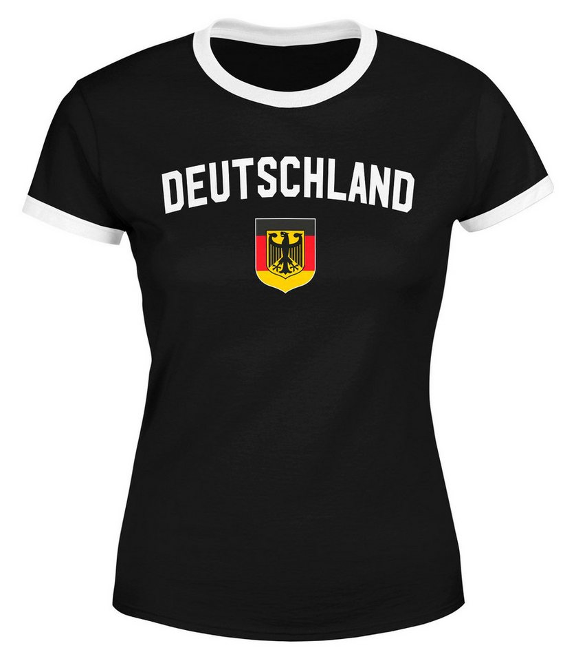 MoonWorks Print-Shirt Klassisches Damen WM-Shirt Deutschland Flagge Retro Trikot-Look von MoonWorks