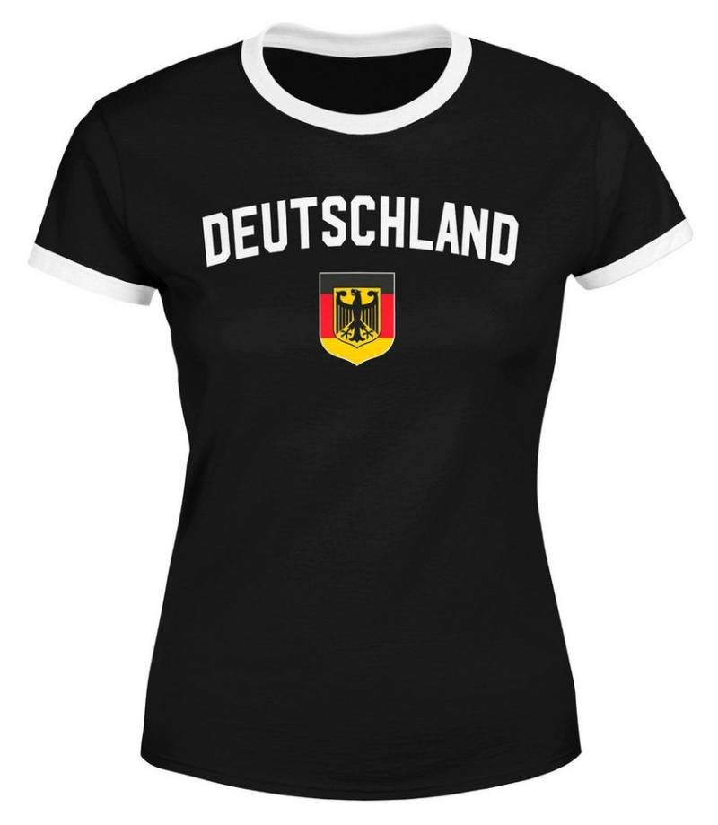 MoonWorks Print-Shirt Klassisches Damen WM-Shirt Deutschland Flagge Retro Trikot-Look von MoonWorks