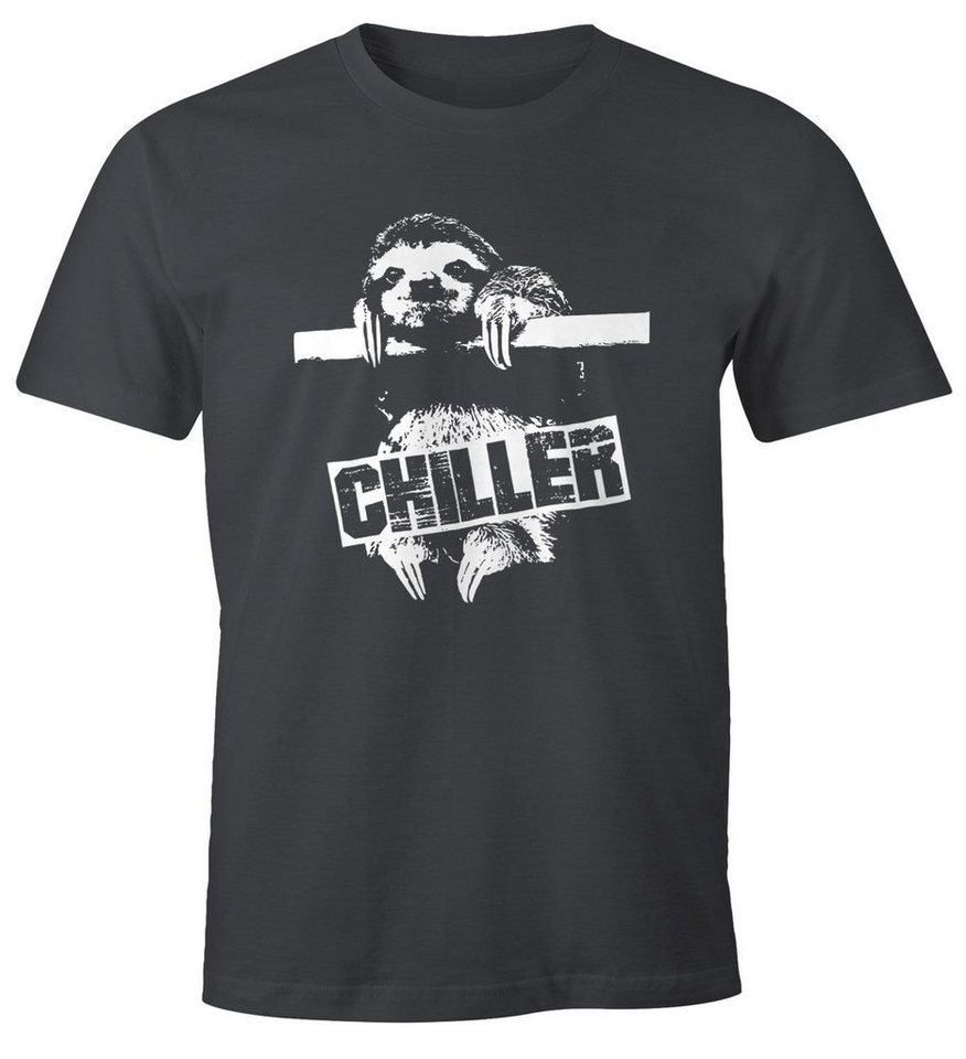 MoonWorks Print-Shirt Lustiges Herren T-Shirt Faultier Born Chiller Sloth Fun Shirt mit Print von MoonWorks