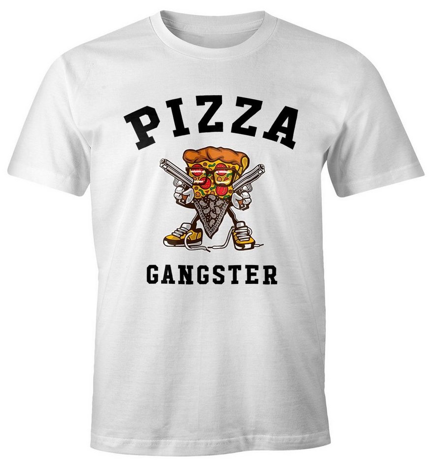 MoonWorks Print-Shirt Pizza Gangster Herren T-Shirt Fun-Shirt Moonworks® mit Print von MoonWorks