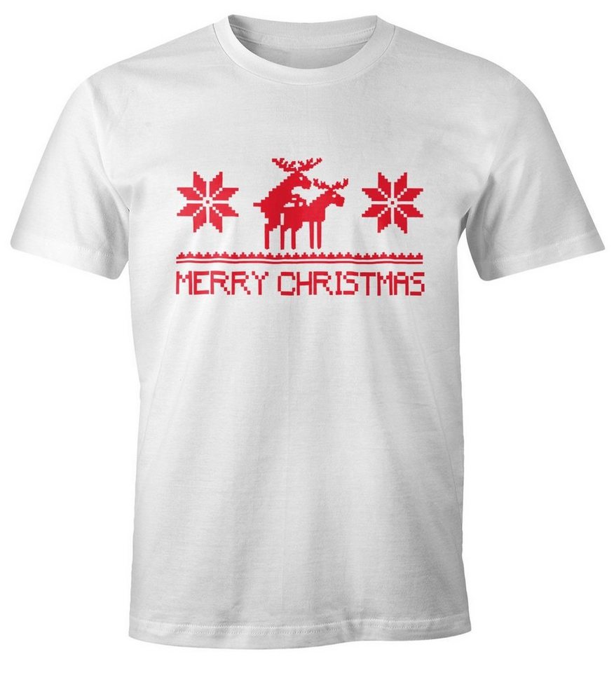 MoonWorks Print-Shirt Weihnachten Herren T-Shirt Merry Christmas Fun-Shirt mit Print von MoonWorks