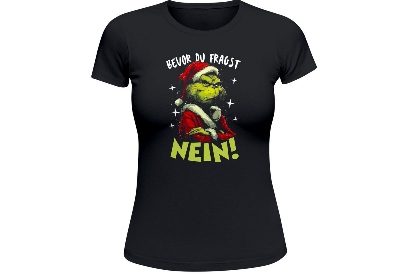 MoonWorks Print-Shirt Weihnachtsshirt Damen Spruch Bevor du fragst Nein T-Shirt Weihnachten mit Print von MoonWorks