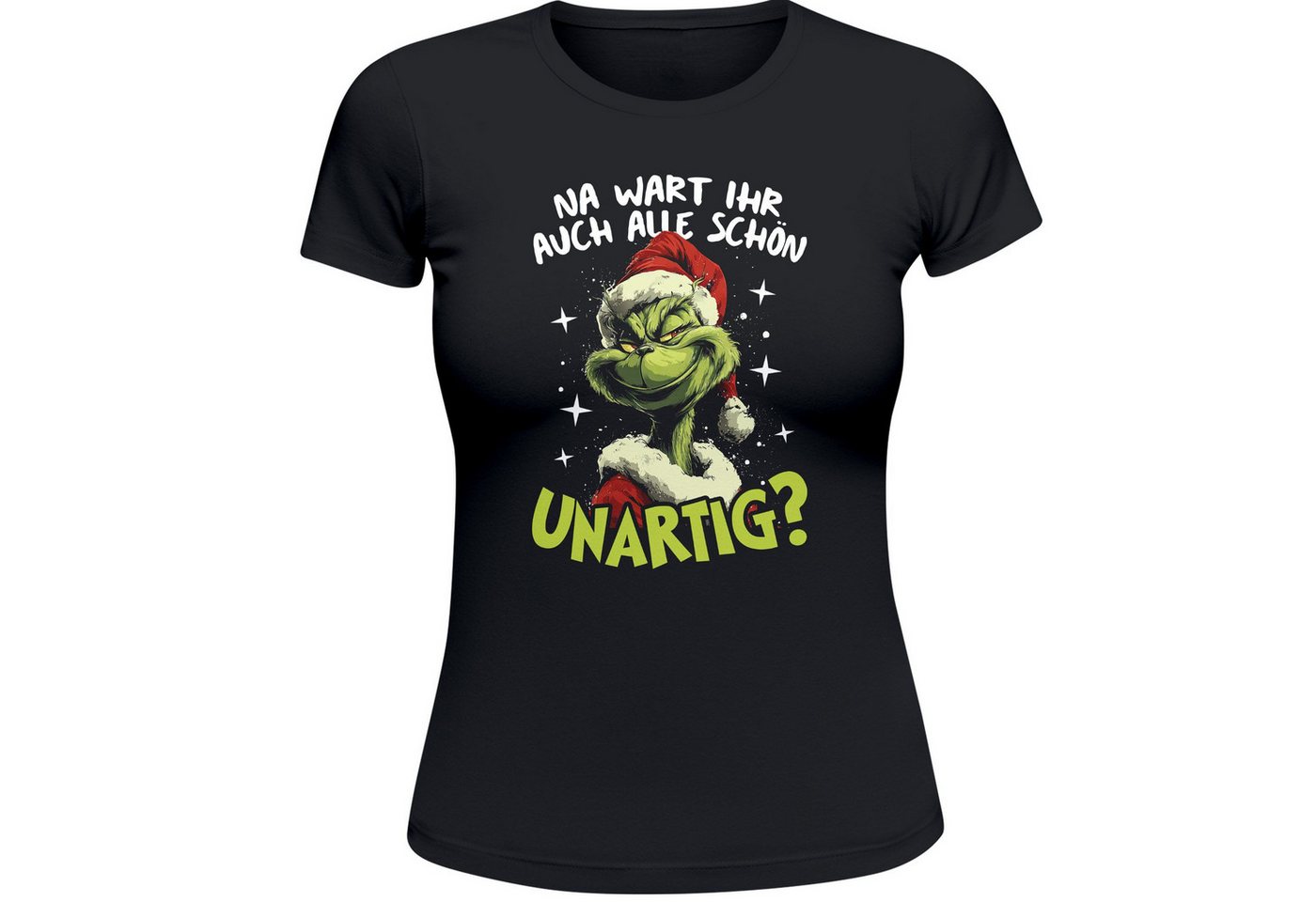 MoonWorks Print-Shirt Weihnachtsshirt Damen Spruch Na, wart ihr auch alle schön unartig mit Print von MoonWorks