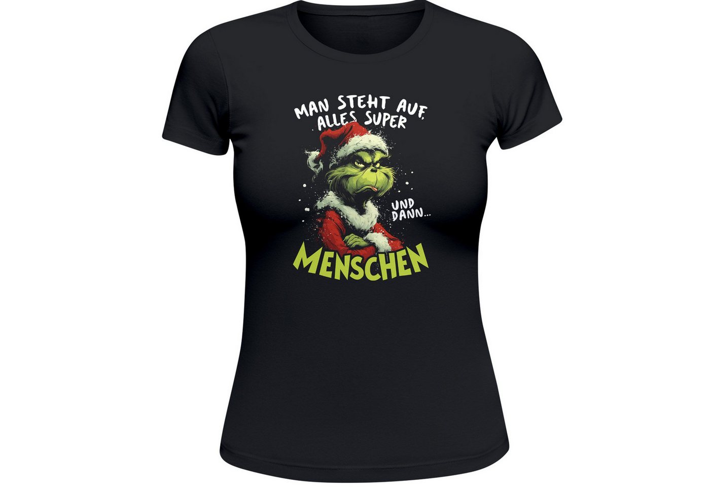 MoonWorks Print-Shirt Weihnachtsshirt Damen Spruch Und dann Menschen T-Shirt Weihnachten mit Print von MoonWorks