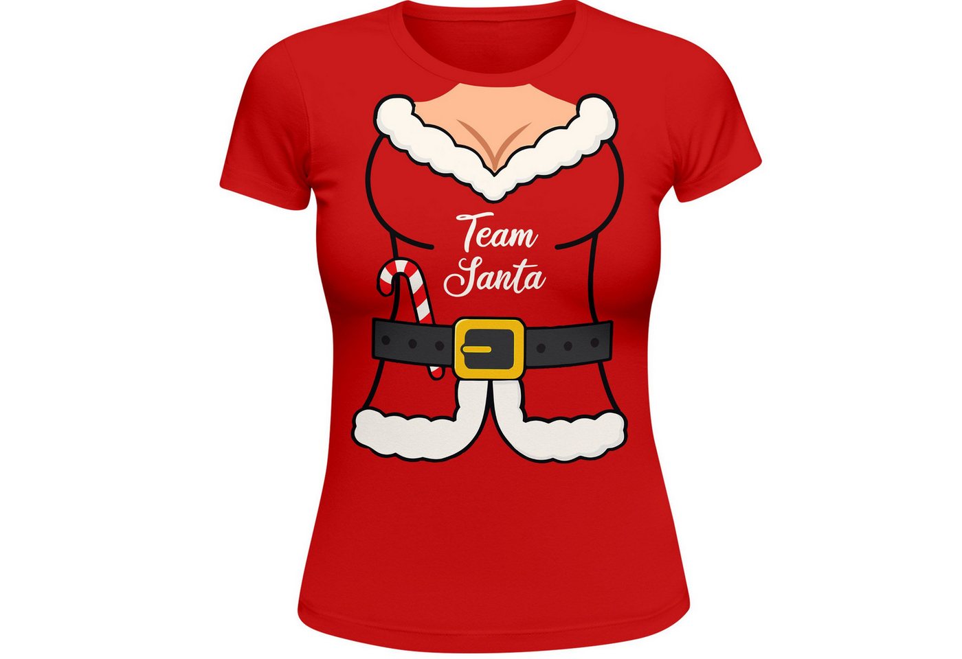MoonWorks Print-Shirt Weihnachtsshirt Damen Team Santa Claus Weihnachtsmann Spruch mit Print von MoonWorks