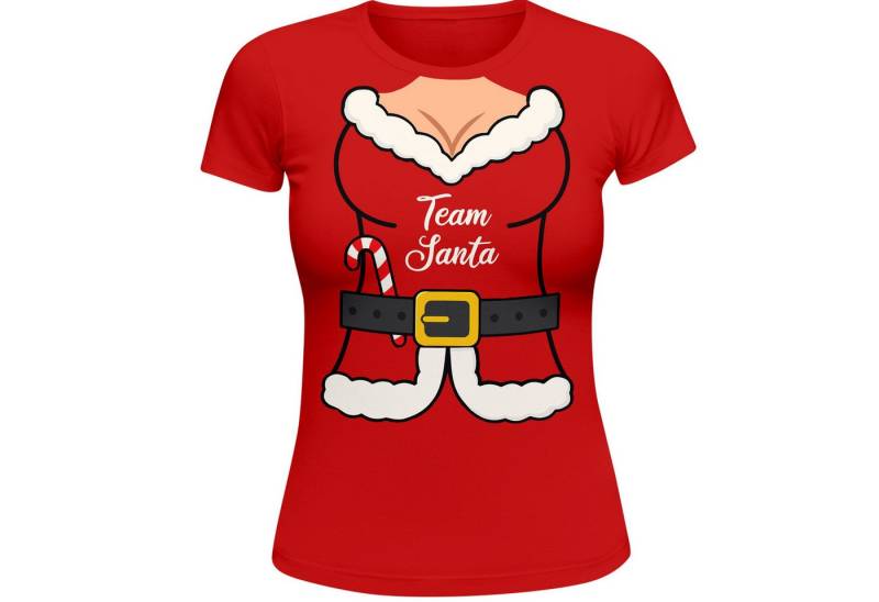 MoonWorks Print-Shirt Weihnachtsshirt Damen Team Santa Claus Weihnachtsmann Spruch mit Print von MoonWorks
