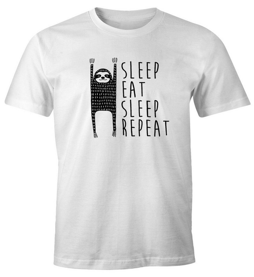 MoonWorks Print-Shirt lustiges Herren T-Shirt Sleep Eat Sleep Repeat Faultier Fun-Shirt mit Print von MoonWorks