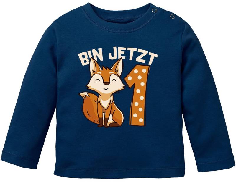 MoonWorks Rundhalsshirt Baby Langarm-Shirt 1. Geburtstag Fuchs Bin jetzt 1 Tiermotive Fox von MoonWorks