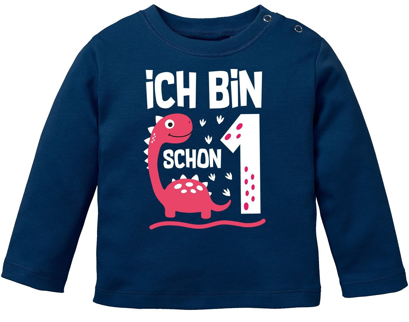 MoonWorks Rundhalsshirt Baby Langarm-Shirt 1. Geburtstag Ich bin schon 1 Jahr Dinosaurier von MoonWorks