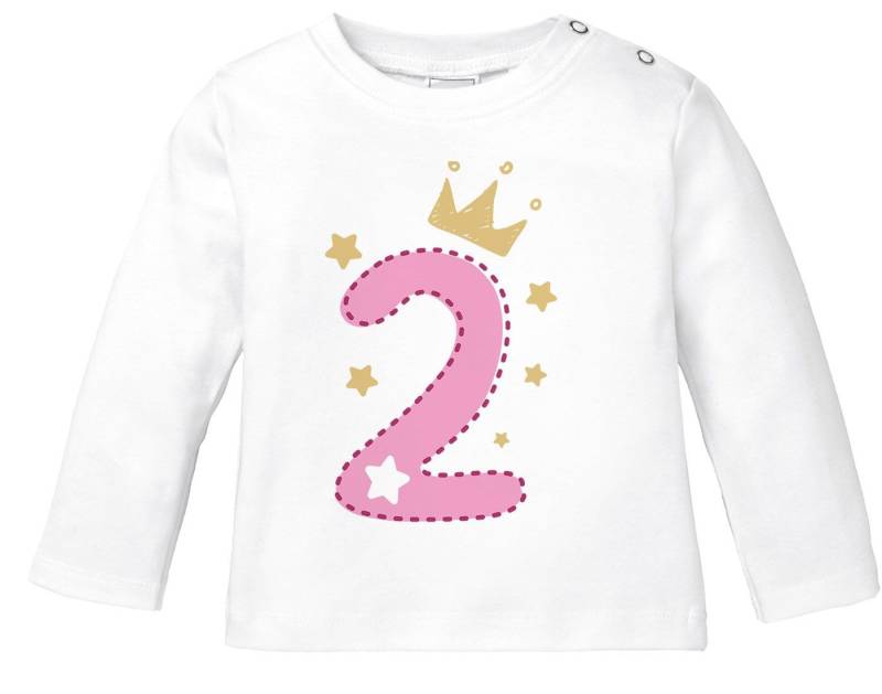 MoonWorks Rundhalsshirt Baby Langarm-Shirt 1. Geburtstag Zahl 1 bzw. 2 mit Krone Sternen von MoonWorks