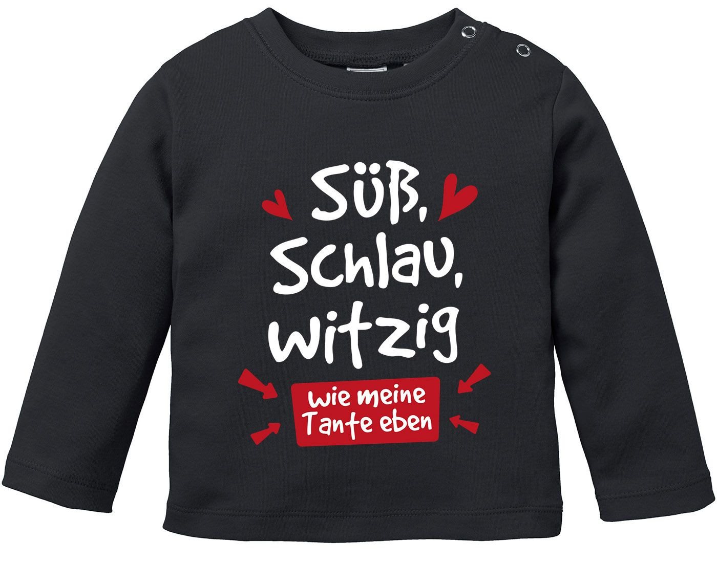 MoonWorks Rundhalsshirt Baby Langarm-Shirt Tante Sprüche lustig Süß Schlau Witzig Wie meine von MoonWorks