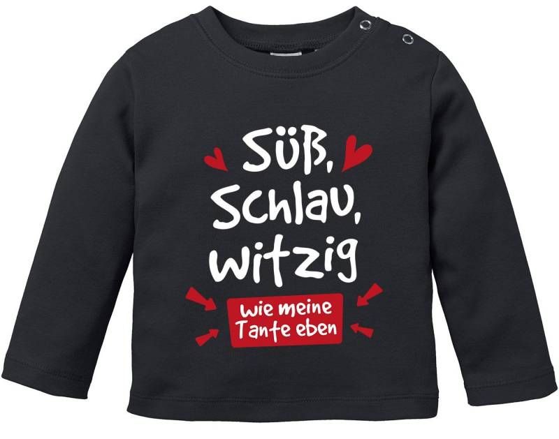 MoonWorks Rundhalsshirt Baby Langarm-Shirt Tante Sprüche lustig Süß Schlau Witzig Wie meine von MoonWorks