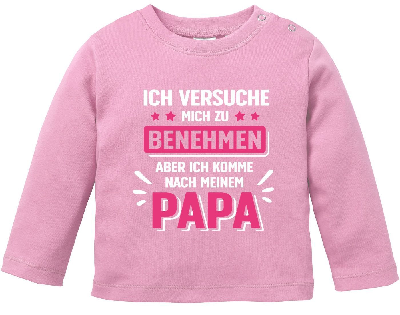 MoonWorks Rundhalsshirt Baby Langarm-Shirt bedruckt mit Spruch Ich versuche mich zu benehmen von MoonWorks