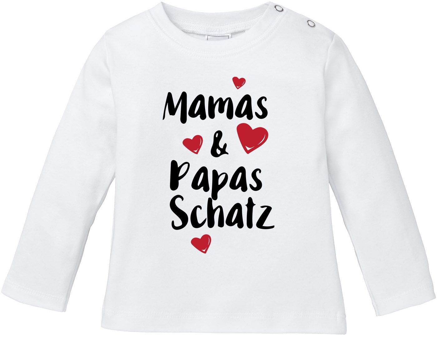 MoonWorks Rundhalsshirt Baby Langarm T-Shirt Mamas/Papas Schatz Babyshirt Spruch Bio von MoonWorks