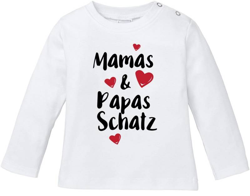 MoonWorks Rundhalsshirt Baby Langarm T-Shirt Mamas/Papas Schatz Babyshirt Spruch Bio von MoonWorks