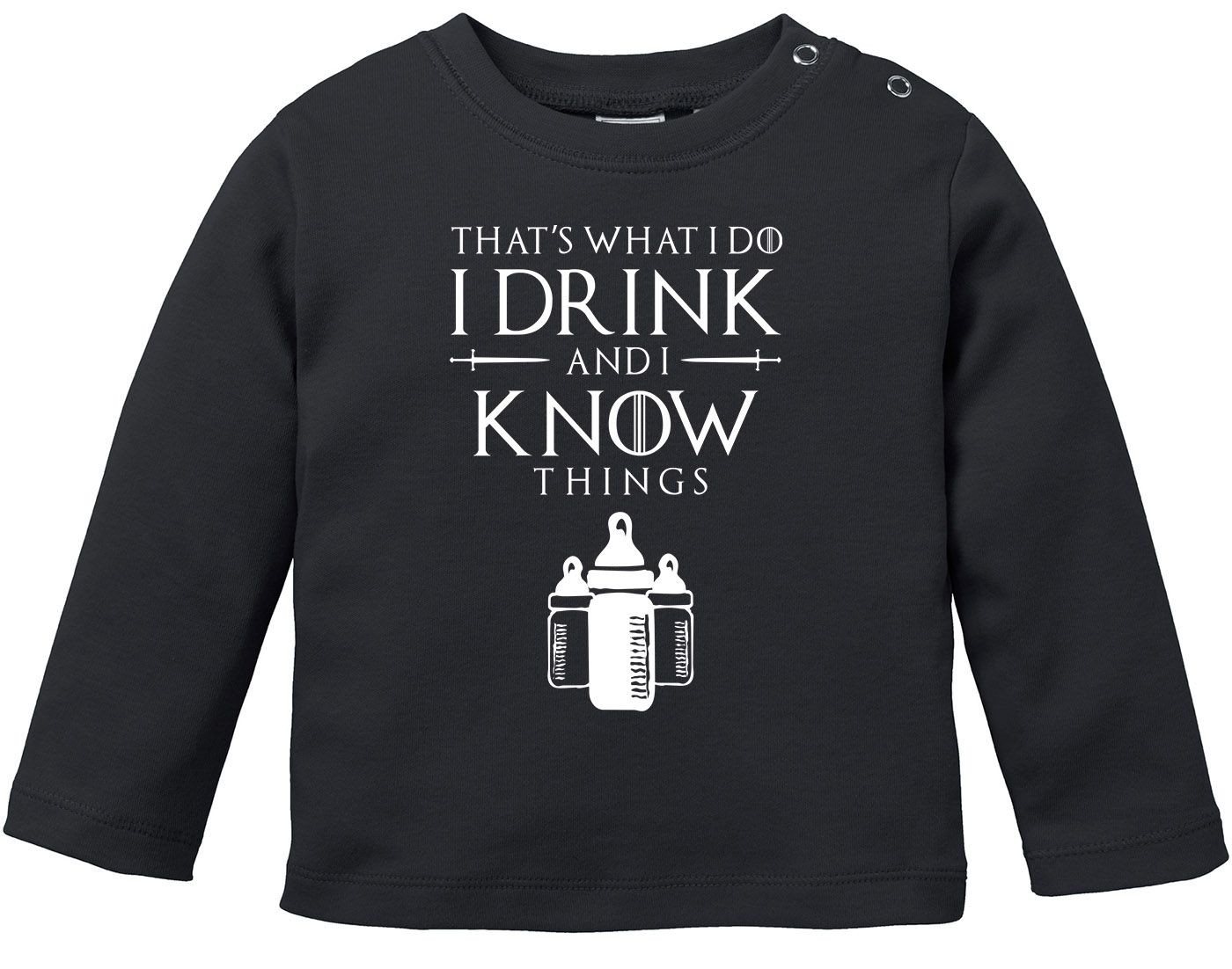 MoonWorks Rundhalsshirt Baby Langarmshirt Babyshirt I Drink and I Know Things Milch Jungen von MoonWorks