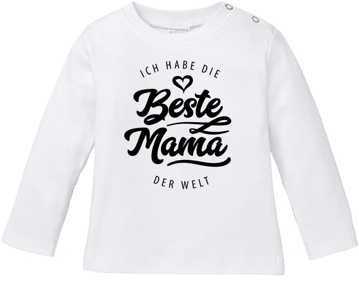 MoonWorks Rundhalsshirt Baby Langarmshirt Babyshirt Ich habe die beste Mama der Welt Spruch von MoonWorks
