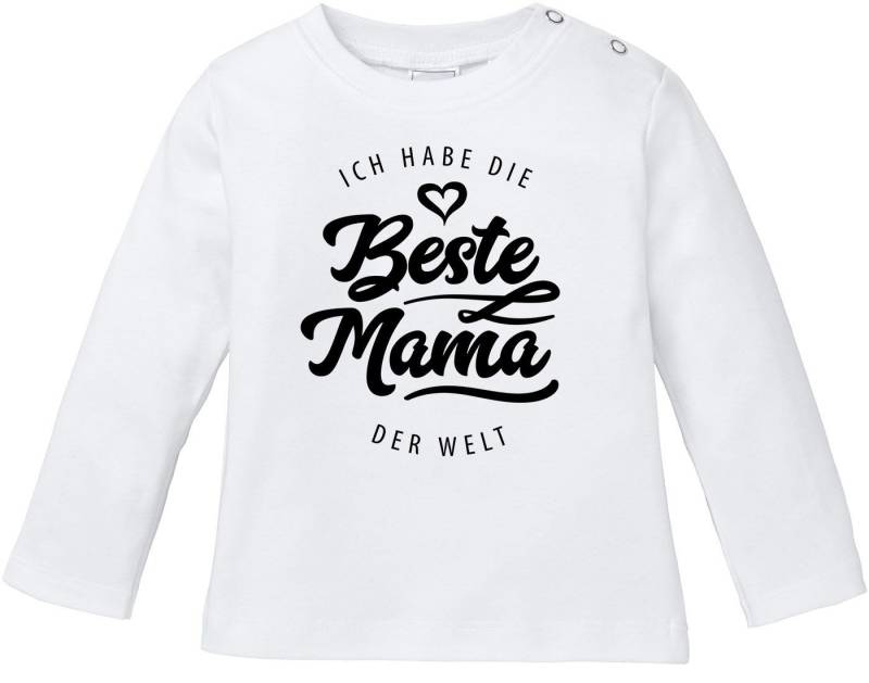 MoonWorks Rundhalsshirt Baby Langarmshirt Babyshirt Ich habe die beste Mama der Welt Spruch von MoonWorks