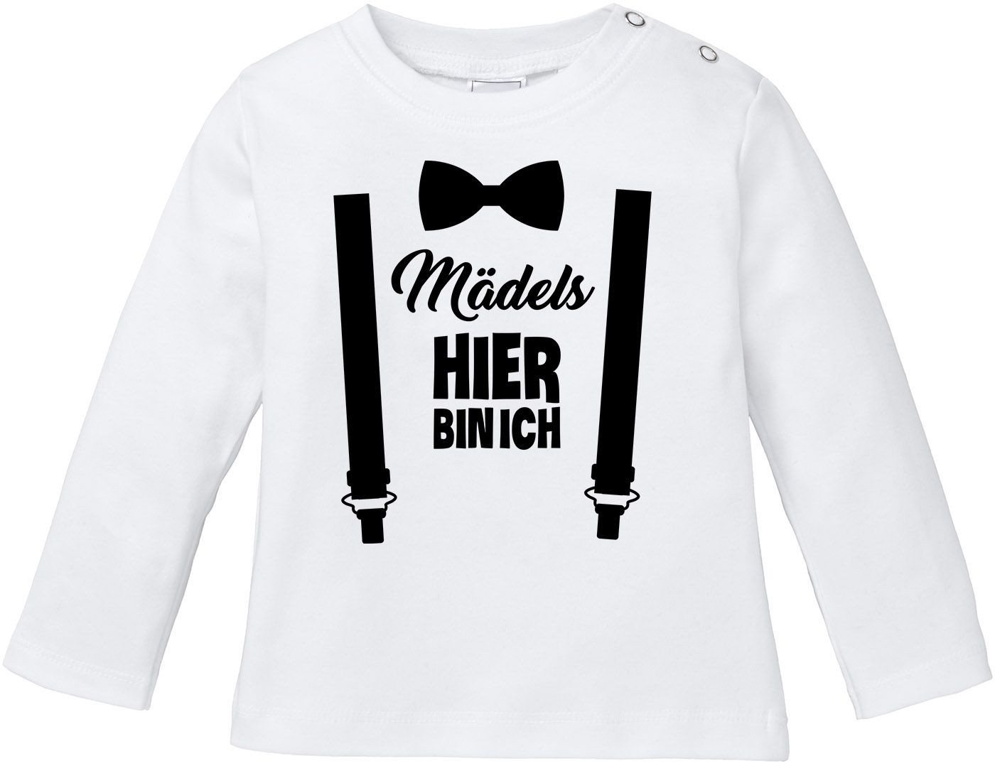 MoonWorks Rundhalsshirt Baby Langarmshirt Babyshirt Mädels hier bin ich lustig Spruch Jungen von MoonWorks