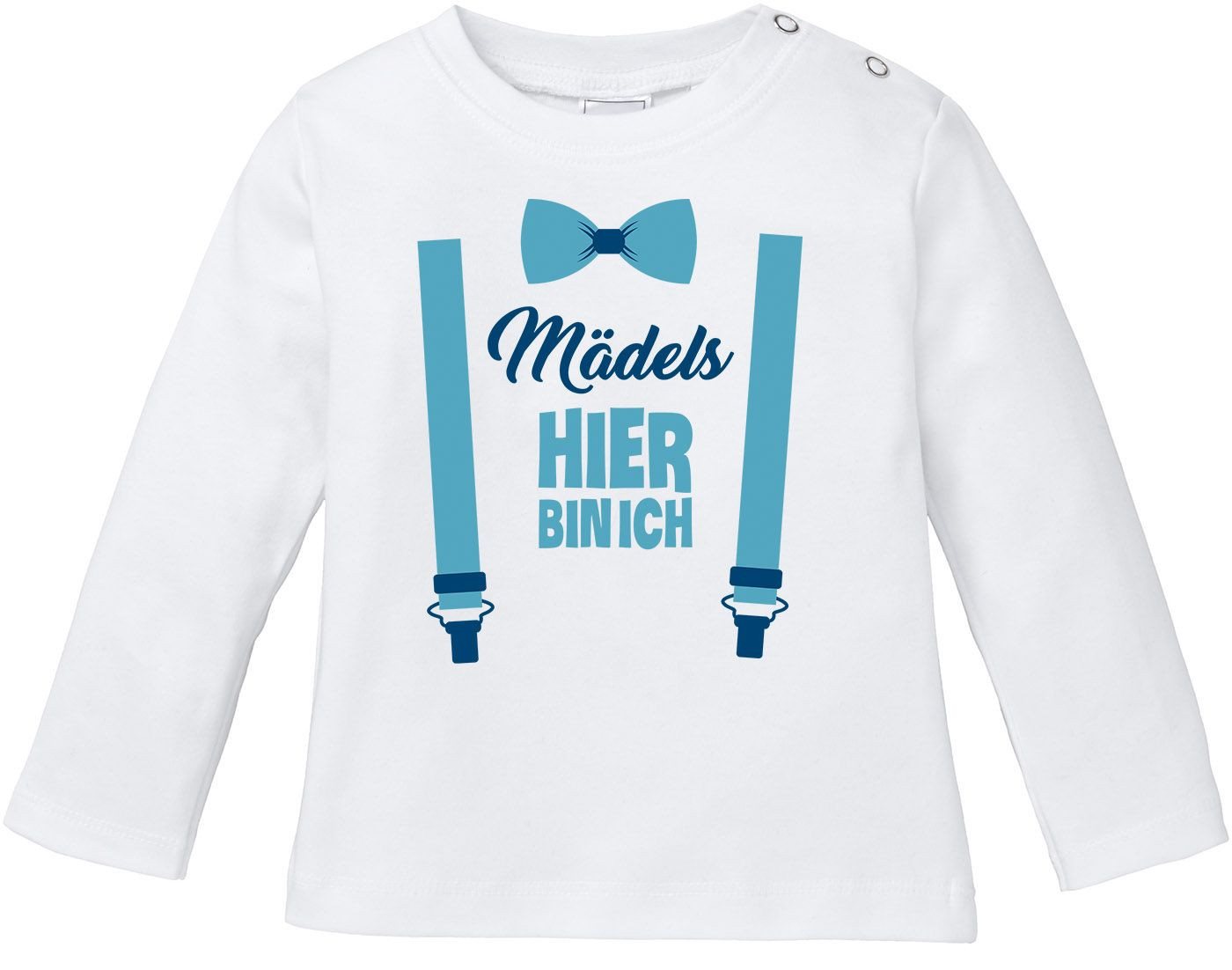 MoonWorks Rundhalsshirt Baby Langarmshirt Babyshirt Mädels hier bin ich lustig Spruch Jungen von MoonWorks