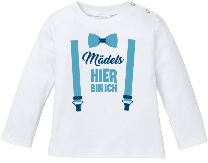 MoonWorks Rundhalsshirt Baby Langarmshirt Babyshirt Mädels hier bin ich lustig Spruch Jungen von MoonWorks
