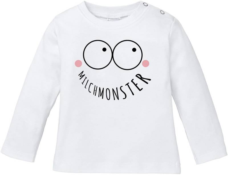 MoonWorks Rundhalsshirt Baby Langarmshirt Babyshirt Milchmonster lustig Jungen Mädchen Shirt von MoonWorks