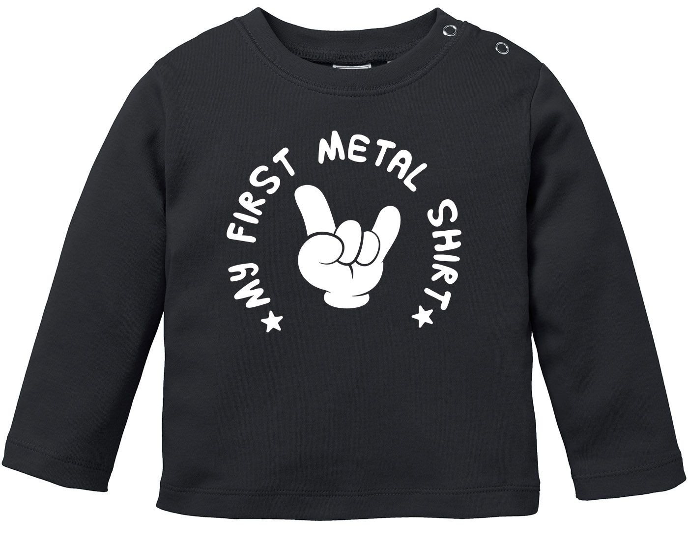 MoonWorks Rundhalsshirt Baby Langarmshirt Babyshirt My First Metal Shirt Hardrock Heavy Metal von MoonWorks