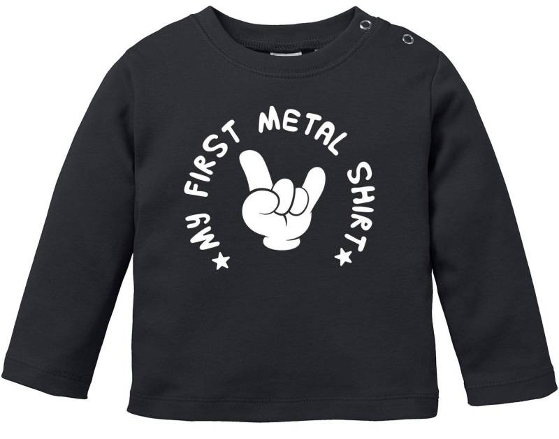 MoonWorks Rundhalsshirt Baby Langarmshirt Babyshirt My First Metal Shirt Hardrock Heavy Metal von MoonWorks