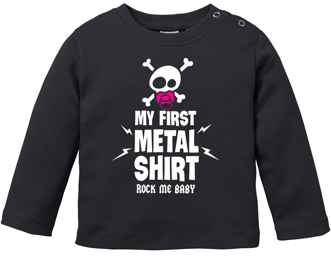 MoonWorks Rundhalsshirt Baby Langarmshirt Babyshirt My First Metal Shirt Hardrock Heavy Metal von MoonWorks