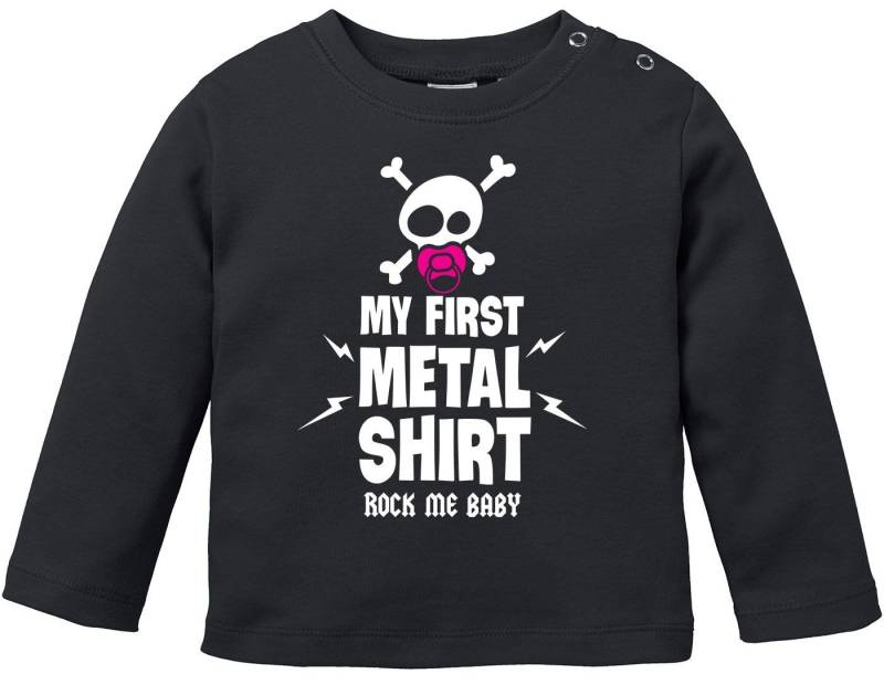 MoonWorks Rundhalsshirt Baby Langarmshirt Babyshirt My First Metal Shirt Hardrock Heavy Metal von MoonWorks