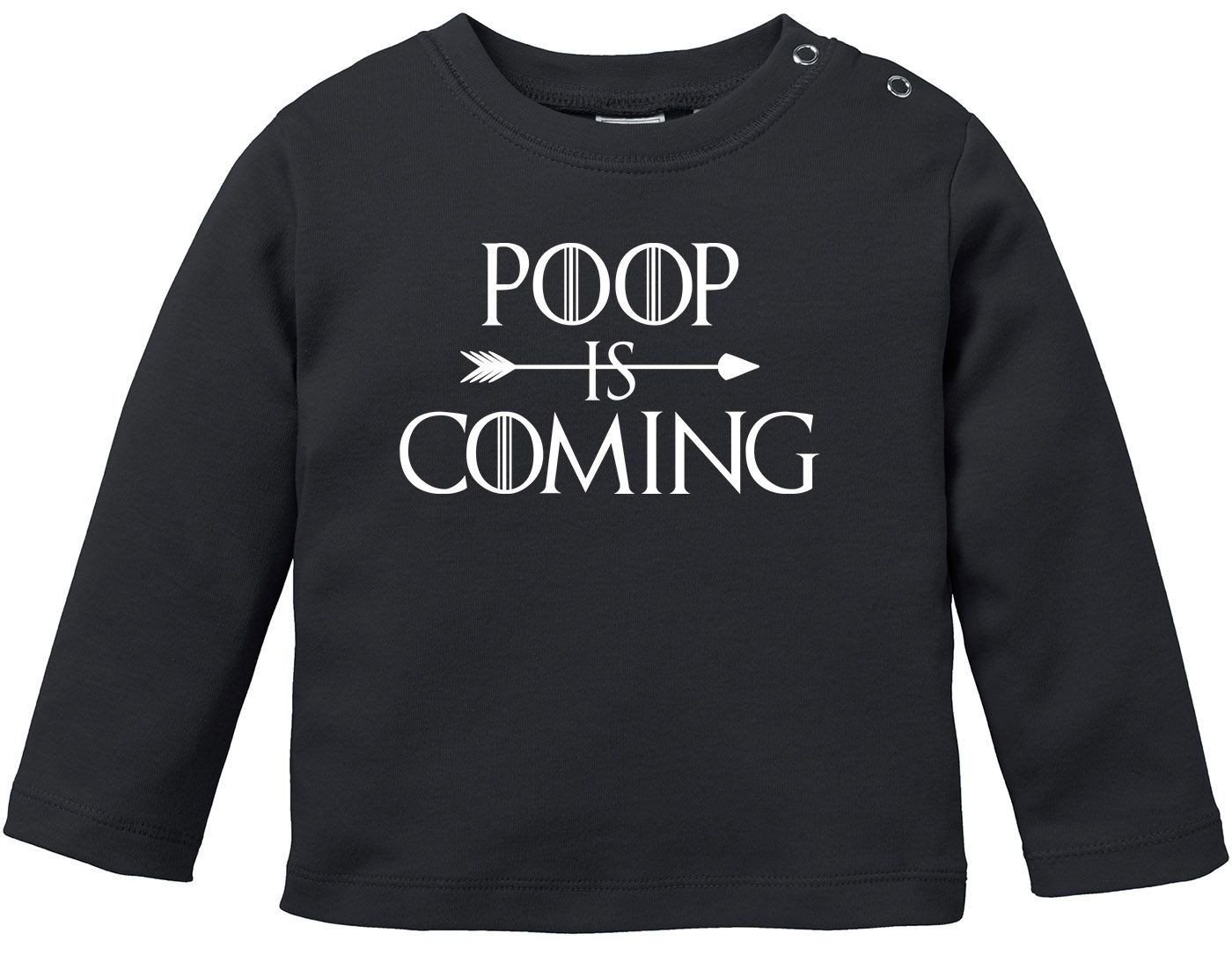 MoonWorks Rundhalsshirt Baby Langarmshirt Babyshirt Poop Is Coming lustig Spruch Babyshirt von MoonWorks