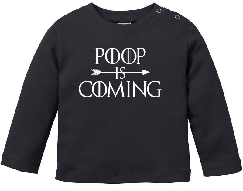 MoonWorks Rundhalsshirt Baby Langarmshirt Babyshirt Poop Is Coming lustig Spruch Babyshirt von MoonWorks