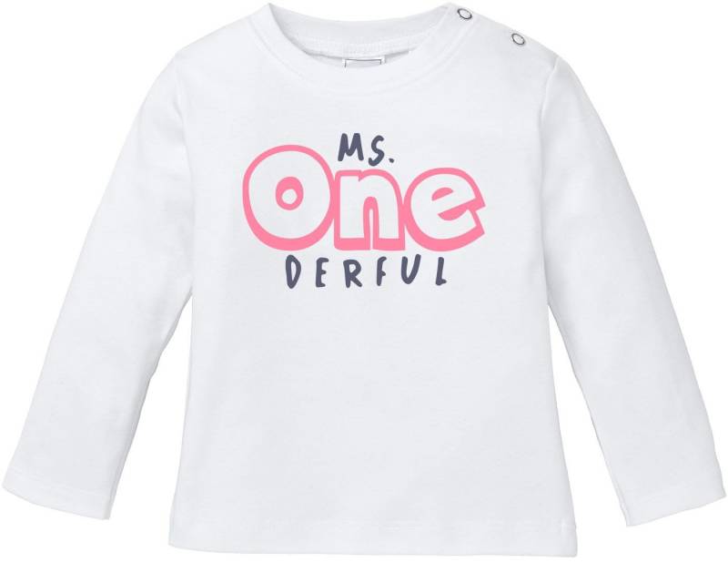 MoonWorks Rundhalsshirt Baby Langarmshirt Babyshirt mit Aufdruck erster Geburtstag eins 1 von MoonWorks