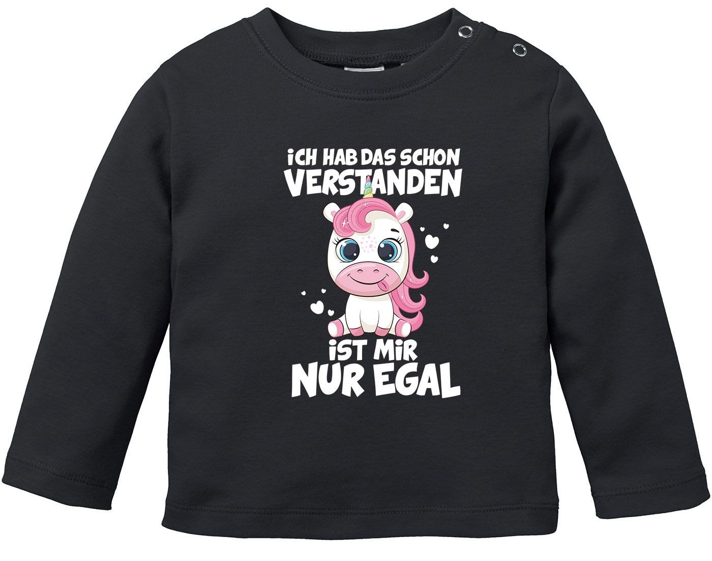 MoonWorks Rundhalsshirt Baby Langarmshirt Einhorn mit Spruch Ich hab das schon verstanden ist von MoonWorks