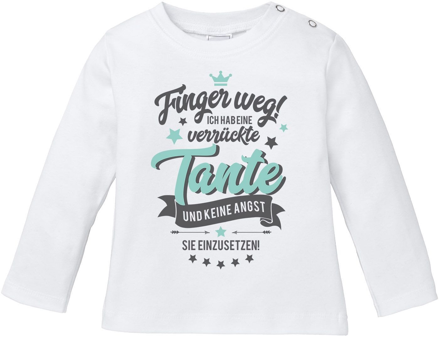 MoonWorks Rundhalsshirt Baby Langarmshirt Finger weg ich habe eine verrückte Tante Bio von MoonWorks