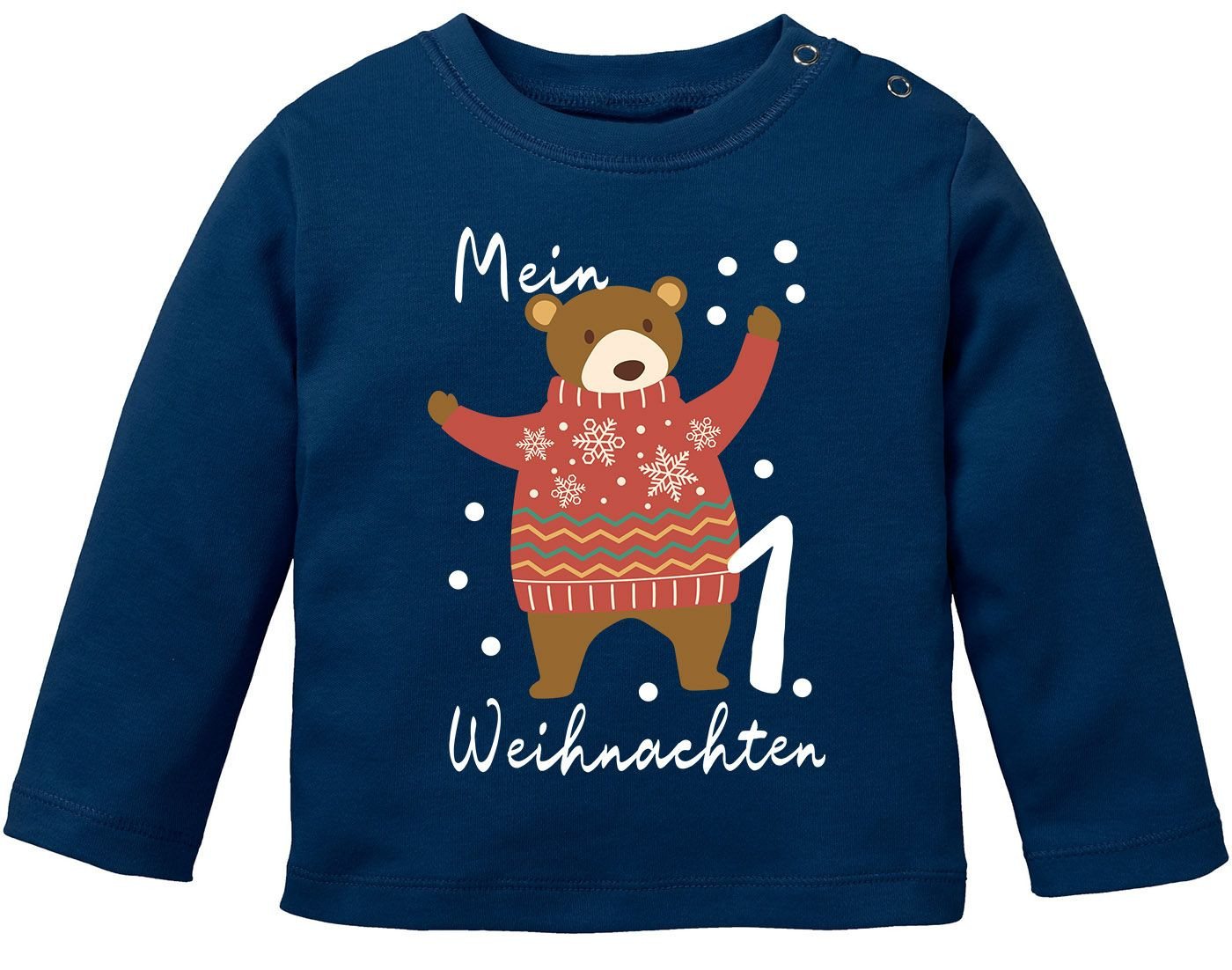 MoonWorks Rundhalsshirt Baby Langarmshirt Mein erstes Weihnachten Bär Aufdruck XMAS Outfit von MoonWorks