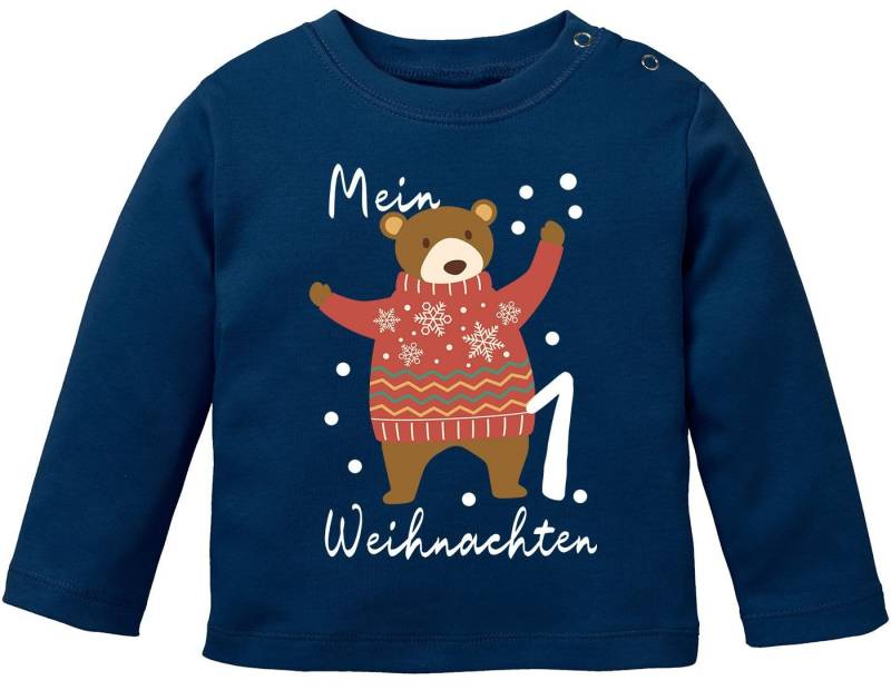 MoonWorks Rundhalsshirt Baby Langarmshirt Mein erstes Weihnachten Bär Aufdruck XMAS Outfit von MoonWorks