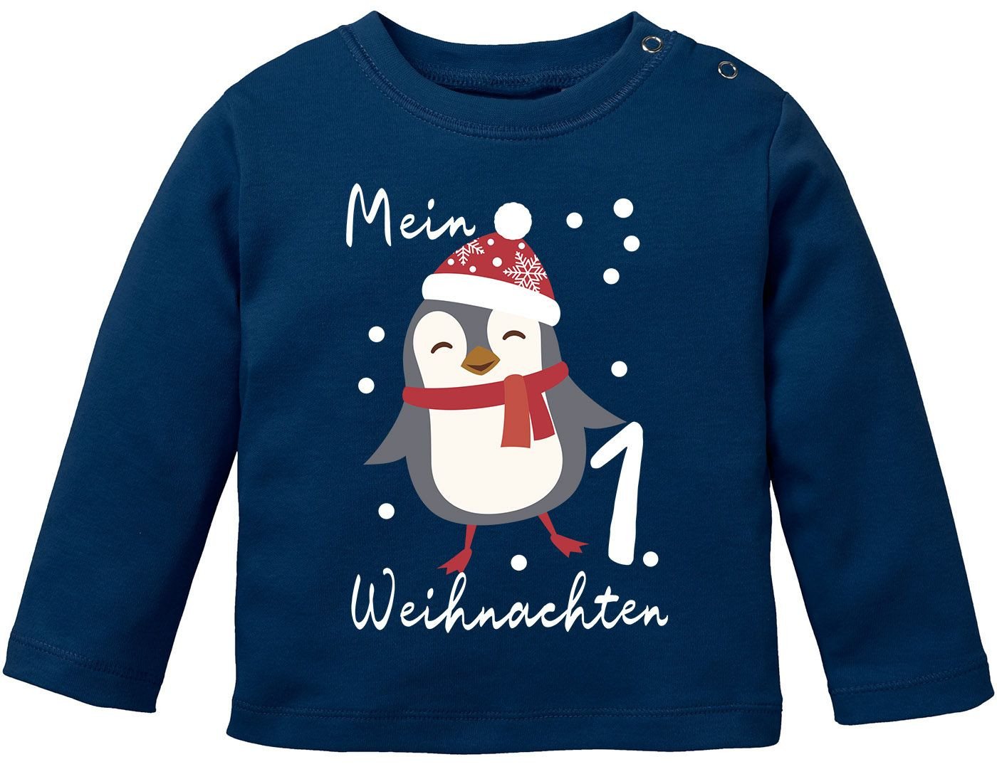 MoonWorks Rundhalsshirt Baby Langarmshirt Mein erstes Weihnachten Pinguin Aufdruck XMAS von MoonWorks