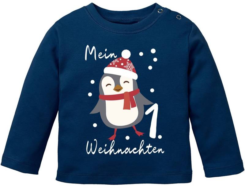 MoonWorks Rundhalsshirt Baby Langarmshirt Mein erstes Weihnachten Pinguin Aufdruck XMAS von MoonWorks