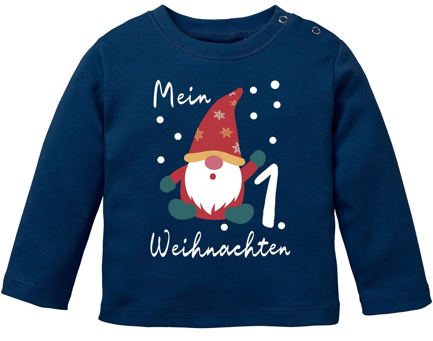 MoonWorks Rundhalsshirt Baby Langarmshirt Mein erstes Weihnachten Wichtel Aufdruck XMAS von MoonWorks