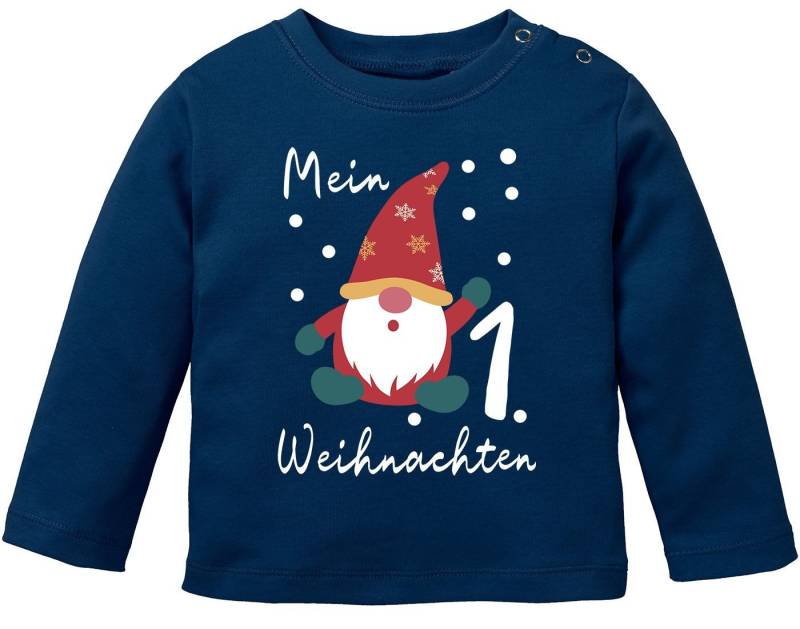 MoonWorks Rundhalsshirt Baby Langarmshirt Mein erstes Weihnachten Wichtel Aufdruck XMAS von MoonWorks
