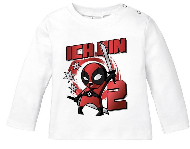 MoonWorks Rundhalsshirt Baby Langarmshirt erster Geburtstag Spruch Ich bin 1, ich bin 2 von MoonWorks